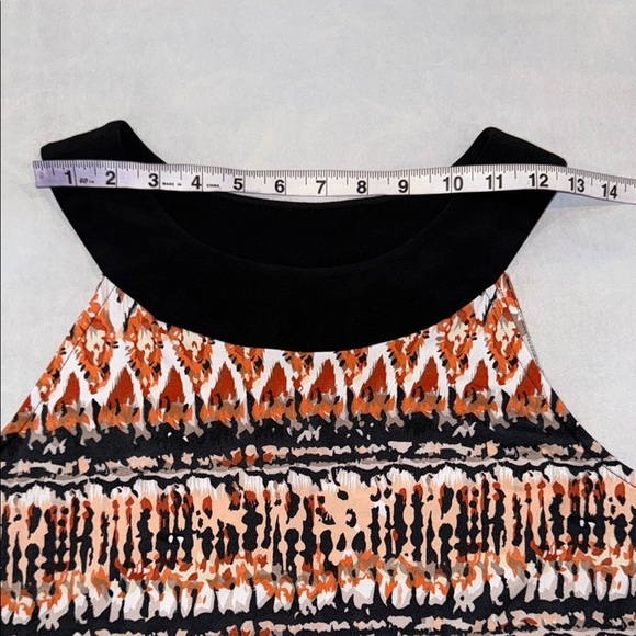 Clientele Dress Orange and Black Sleeveless Sheath Midi Summer - Picture 4 of 8